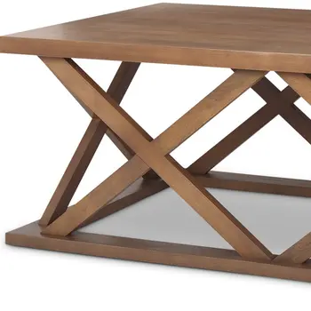 48" Brown Solid Wood Geo Frame Coffee Table