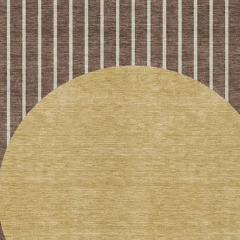10' X 14' Brown And Beige Striped Washable Indoor Outdoor Area Rug