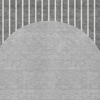 10' X 14' Gray And Ivory Striped Washable Indoor Outdoor Area Rug