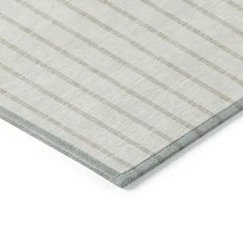 9' X 12' Ivory And Brown Striped Washable Indoor Outdoor Area Rug