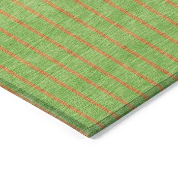5' X 8' Lime Green And Blue Striped Washable Indoor Outdoor Area Rug