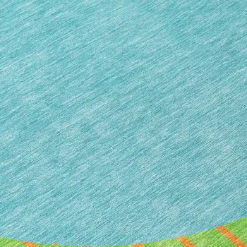 8' Lime Green And Blue Round Striped Washable Indoor Outdoor Area Rug