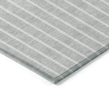 3' X 5' Silver And Pink Striped Washable Indoor Outdoor Area Rug