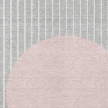10' X 14' Silver And Pink Striped Washable Indoor Outdoor Area Rug