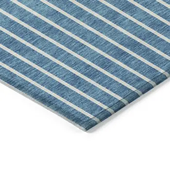 3' X 5' Teal Blue And Aqua Striped Washable Indoor Outdoor Area Rug