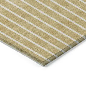 8' X 10' Wheat And Brown Striped Washable Indoor Outdoor Area Rug