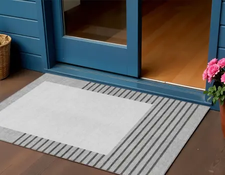 3' X 5' Gray Silver And Black Striped Washable Indoor Outdoor Area Rug