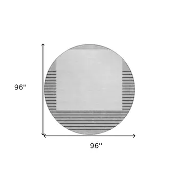 8' Gray Silver And Black Round Striped Washable Indoor Outdoor Area Rug