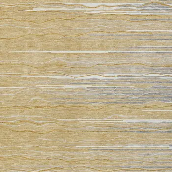 3' X 5' Gold Gray And Ivory Striped Washable Indoor Outdoor Area Rug