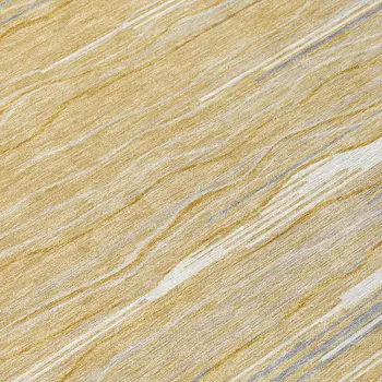 8' Gold Gray And Ivory Round Striped Washable Indoor Outdoor Area Rug
