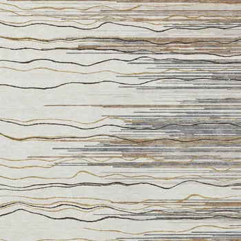 3' X 5' Ivory Brown And Gray Striped Washable Indoor Outdoor Area Rug