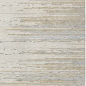 5' X 8' Linen Gray And Beige Striped Washable Indoor Outdoor Area Rug