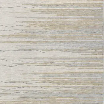 9' X 12' Linen Gray And Beige Striped Washable Indoor Outdoor Area Rug