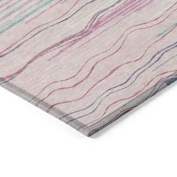 5' X 8' Pink Blue And Purple Striped Washable Indoor Outdoor Area Rug