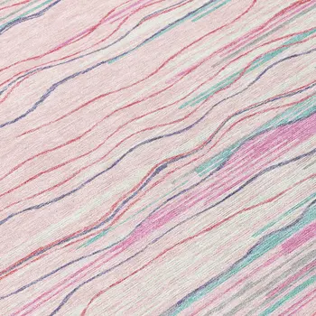 5' X 8' Pink Blue And Purple Striped Washable Indoor Outdoor Area Rug