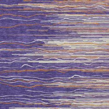 3' X 5' Purple Copper And Ivory Striped Washable Indoor Outdoor Area Rug
