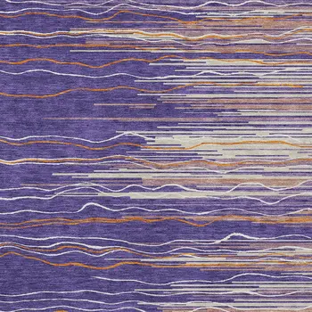 5' X 8' Purple Copper And Ivory Striped Washable Indoor Outdoor Area Rug