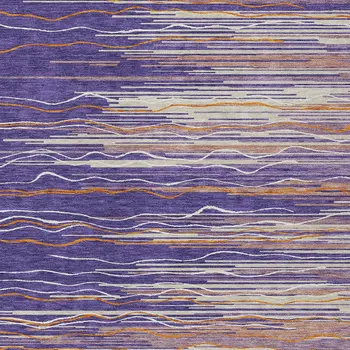 8' X 10' Purple Copper And Ivory Striped Washable Indoor Outdoor Area Rug