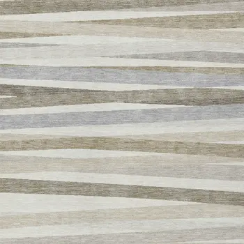 8' X 10' Ivory And Gray Striped Washable Indoor Outdoor Area Rug