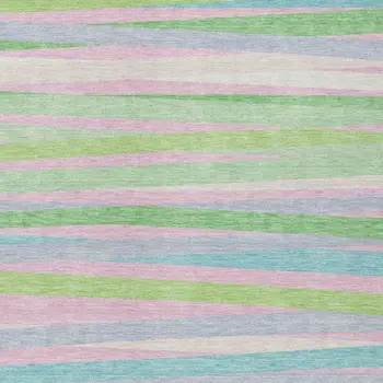 5' X 8' Mint Green Pink And Blue Striped Washable Indoor Outdoor Area Rug