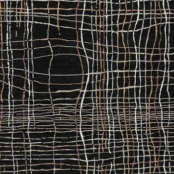 3' X 5' Black Ivory And Brown Striped Washable Indoor Outdoor Area Rug