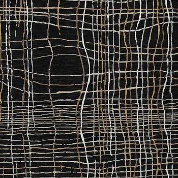 5' X 8' Black Ivory And Brown Striped Washable Indoor Outdoor Area Rug