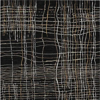 9' X 12' Black Ivory And Brown Striped Washable Indoor Outdoor Area Rug