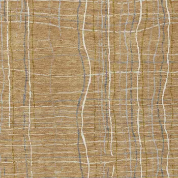 5' X 8' Gold Gray And Ivory Striped Washable Indoor Outdoor Area Rug