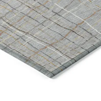 5' X 8' Gray Brown And Ivory Striped Washable Indoor Outdoor Area Rug