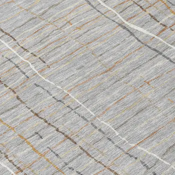 8' Gray Brown And Ivory Round Striped Washable Indoor Outdoor Area Rug