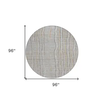 8' Gray Brown And Ivory Round Striped Washable Indoor Outdoor Area Rug