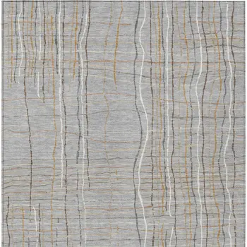 9' X 12' Gray Brown And Ivory Striped Washable Indoor Outdoor Area Rug