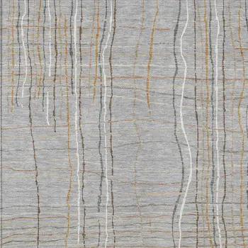 10' X 14' Gray Brown And Ivory Striped Washable Indoor Outdoor Area Rug