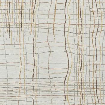 3' X 5' Ivory Brown And Gold Striped Washable Indoor Outdoor Area Rug