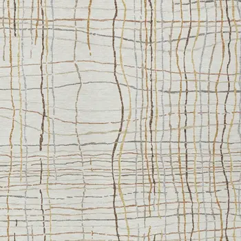 10' X 14' Ivory Brown And Gold Striped Washable Indoor Outdoor Area Rug