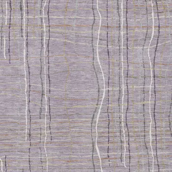 3' X 5' Lavender Ivory And Gray Striped Washable Indoor Outdoor Area Rug