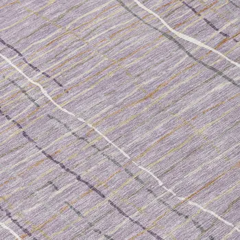 8' Lavender Ivory And Gray Round Striped Washable Indoor Outdoor Area Rug