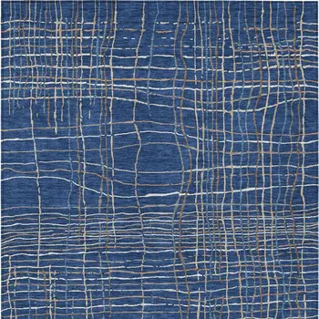5' X 8' Navy Blue Gray And Brown Striped Washable Indoor Outdoor Area Rug