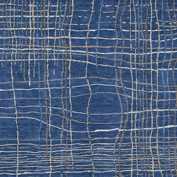 10' X 14' Navy Blue Gray And Brown Striped Washable Indoor Outdoor Area Rug