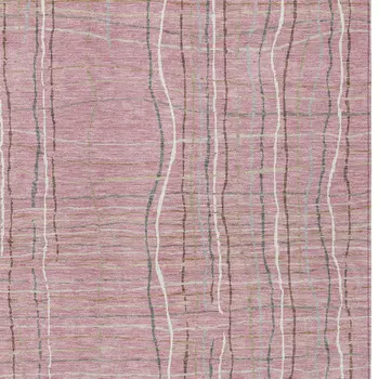 5' X 8' Pink Ivory And Gray Striped Washable Indoor Outdoor Area Rug