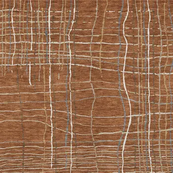 5' X 8' Brown Copper And Gray Striped Washable Indoor Outdoor Area Rug