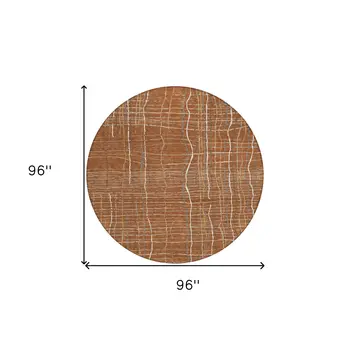 8' Brown Copper And Gray Round Striped Washable Indoor Outdoor Area Rug