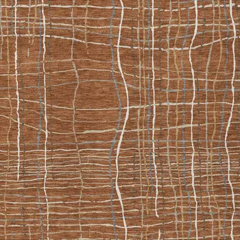 8' X 10' Brown Copper And Gray Striped Washable Indoor Outdoor Area Rug