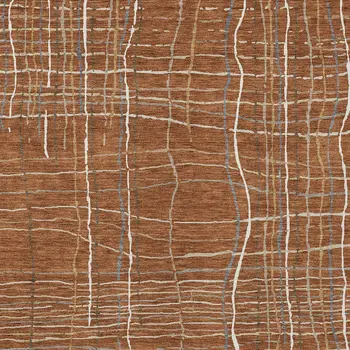 9' X 12' Brown Copper And Gray Striped Washable Indoor Outdoor Area Rug
