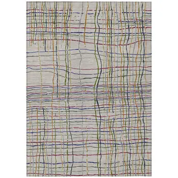 3' X 5' Ivory Pink And Copper Striped Washable Indoor Outdoor Area Rug
