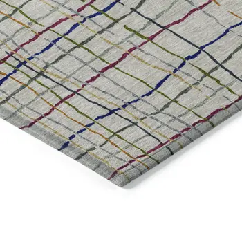 10' X 14' Ivory Pink And Copper Striped Washable Indoor Outdoor Area Rug