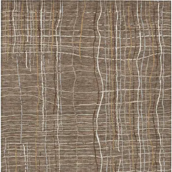 3' X 5' Taupe Brown And Ivory Striped Washable Indoor Outdoor Area Rug