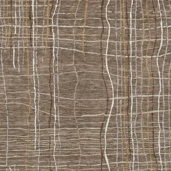 9' X 12' Taupe Brown And Ivory Striped Washable Indoor Outdoor Area Rug