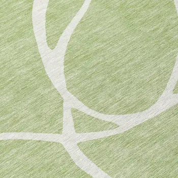 9' X 12' Artichoke Green And Ivory Abstract Washable Indoor Outdoor Area Rug