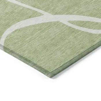 10' X 14' Artichoke Green And Ivory Abstract Washable Indoor Outdoor Area Rug